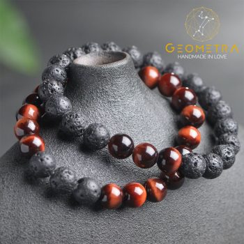 Kızıl Kaplangözü | Lav Taşı | Ruh Eşi Difüzör Doğaltaş Bileklik Seti - Görsel 3