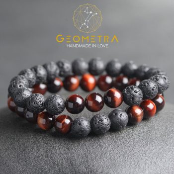 Kızıl Kaplangözü | Lav Taşı | Ruh Eşi Difüzör Doğaltaş Bileklik Seti - Görsel 2