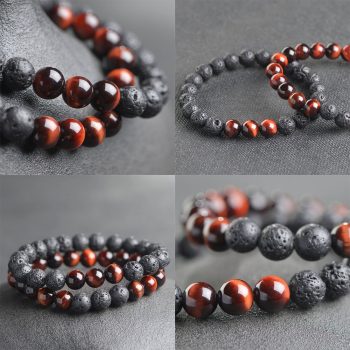 Kızıl Kaplangözü | Lav Taşı | Ruh Eşi Difüzör Doğaltaş Bileklik Seti - Görsel 4