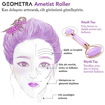 Ametist Taşı | Yüz Masaj Aleti | Premium Geometra Face Roller - Görsel 7