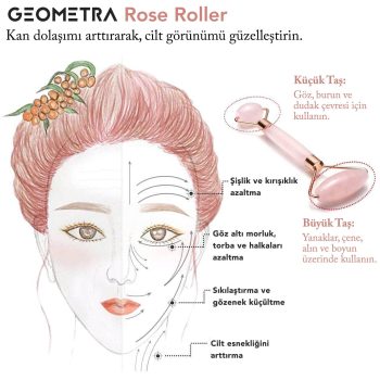 Pembe Kuvars | Yüz Masaj Aleti | Premium Geometra Face Roller - Görsel 6