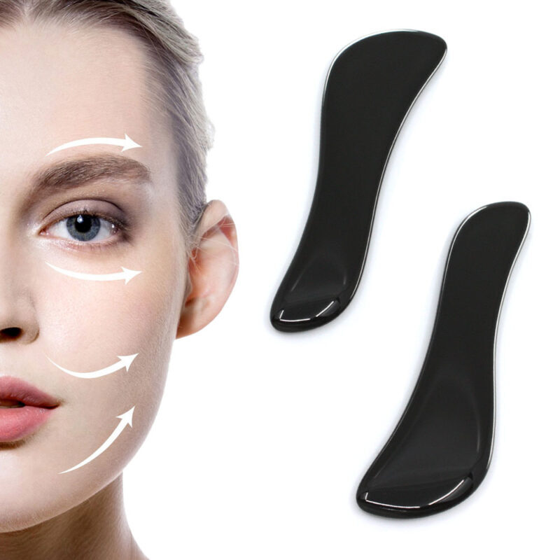 gua sha Obsidyen tasi 2 geometra yuz vucut masaj aleti