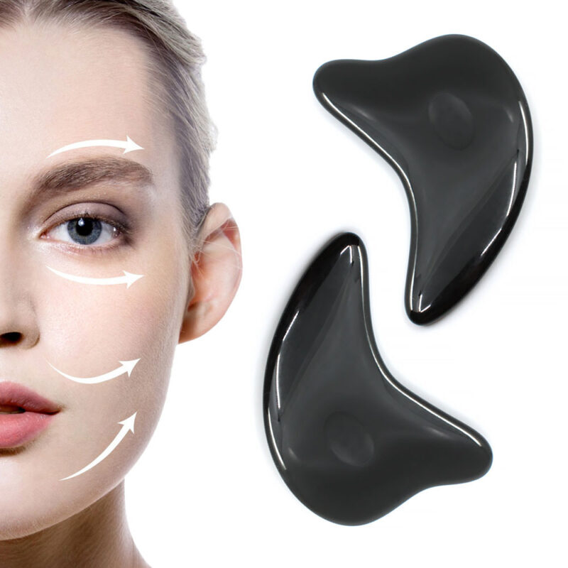 gua sha Obsidyen tasi geometra yuz vucut masaj aleti