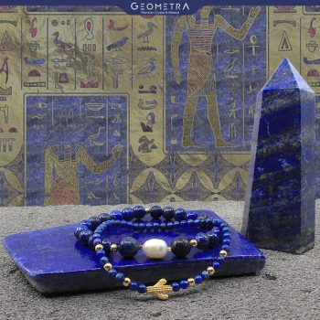 Lapis Lazuli | Barok İnci | 22 Ayar Altın Kaplama Premium Doğaltaş Bileklik Seti - Görsel 5