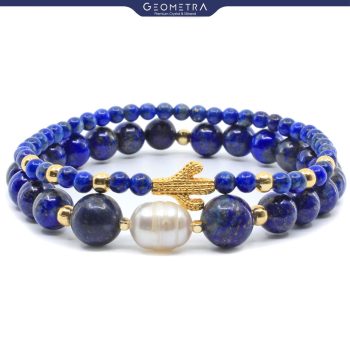 Lapis Lazuli | Barok İnci | 22 Ayar Altın Kaplama Premium Doğaltaş Bileklik Seti