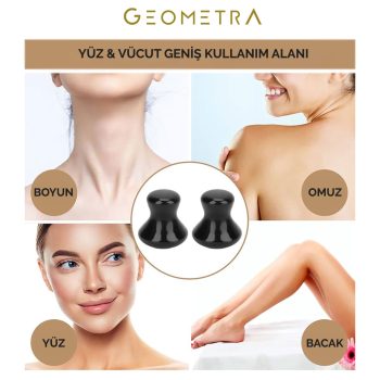 Obsidyen Doğal Taş | Vücut & Yüz Masaj Aleti | Geometra Anti Aging Spa Gua Sha - Görsel 2