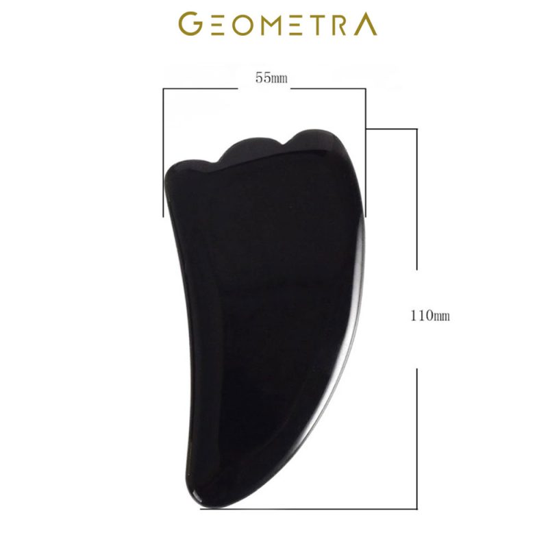 Obsidyen gua sha dogal tas yuz masaj aleti yaslanma karsiti kaz ayagi guzellik cilt bakim aleti geometra concept olcu