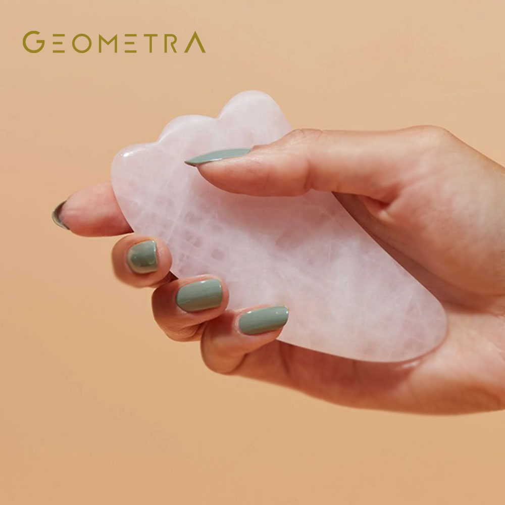 Pembe Kuvars Gua Sha Taşı | Gül Kuvars Vücut & Yüz Masaj Aleti - Görsel 4
