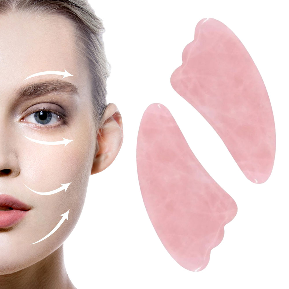 Pembe Kuvars Gua Sha Taşı | Gül Kuvars Vücut & Yüz Masaj Aleti - Görsel 1