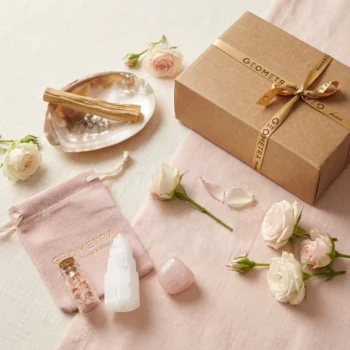 Gelin Odası Ritüel Doğaltaş Düğün Hediye Seti  | Selenit | Pembe Kuvars | Palo Santo Tütsü - Görsel 3